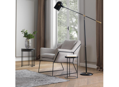 Fauteuil eenzitter stof oorfauteuil zits polyester grijs woonkamer