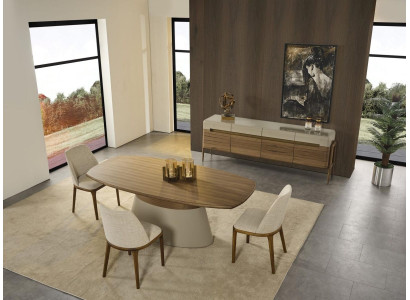 Complete eethoek eetgroep eettafel set 8-delig eetkamer bruin hout nieuw