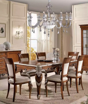 Klassieke set eettafel + 6x stoelen set tafels eetkamer groep Nieuw