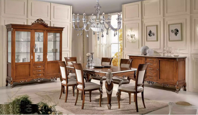 Klassieke set eettafel + 6x stoelen set tafels eetkamer groep Nieuw