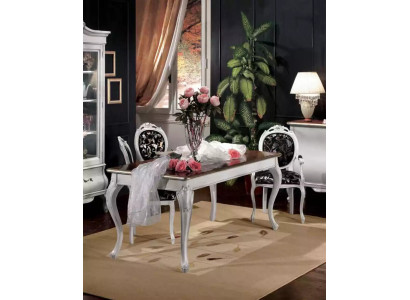 Ontwerp eetkamer houten meubels 4x stoelen witte tafel eetgroep eetkamerset 5-delig.