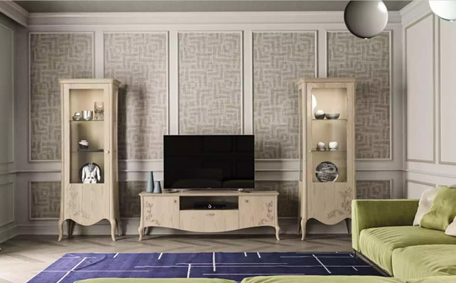 Woonkamer RTV vitrine dressoir plank luxe woonkamer beige set 3-delig. -> Woonkamer RTV vitrine dressoir plank luxe woonkamer beige set van 3 stuks.