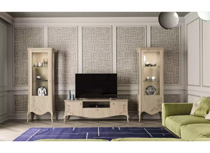 Woonkamer RTV vitrine dressoir plank luxe woonkamer beige set 3-delig. -> Woonkamer RTV vitrine dressoir plank luxe woonkamer beige set van 3 stuks.