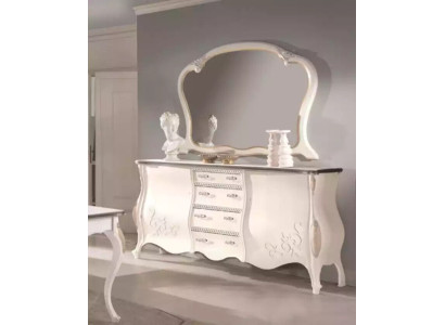 Dressoir met spiegel, wit houten meubelontwerp voor de woonkamer, nieuw.