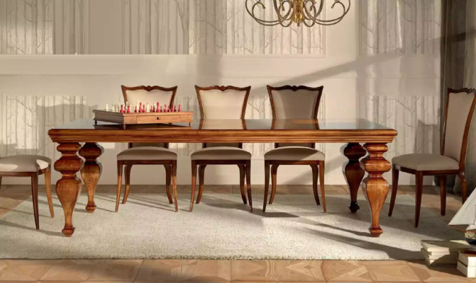 Eetkamer set Klassieke tafel 6x stoelen 7 delige luxe set