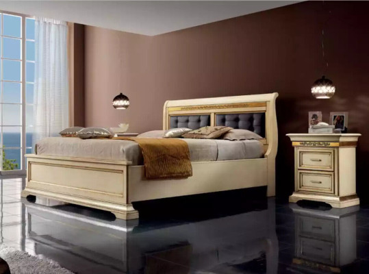 Bed 2x Bedside tables 3-piece Bedroom Set Designer Luxury Complete Sets