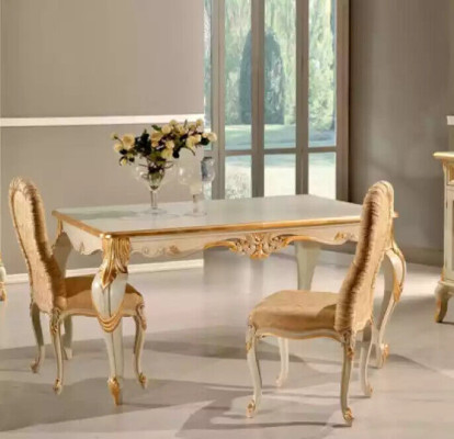 Klassieke eettafel tafel hout eetkamer set 4x stoelen set 5 delig