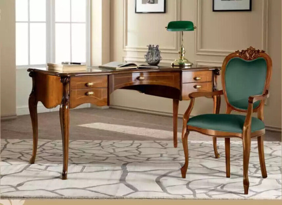 Klassieke bruine kantoormeubelen van hout Tafel Stoelen Boekenplank