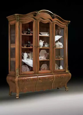 Luxe houten vitrine dressoir ontwerpkasten bruin Italiaanse meubels
