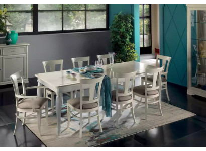 Volledige set eettafel 8x stoelen luxe eetkamerset wit Italië.