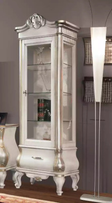 Klassieke witte woonwand met tv-standaard 2x vitrines Elegant set 3-delige kast