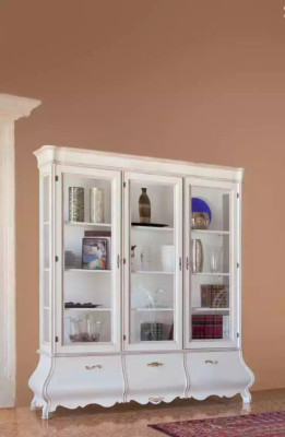 Houten vitrinekast Luxe kasten Klassiek dressoir Meubels Italiaans 185x50cm