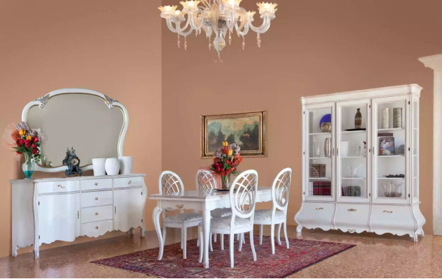 Houten vitrinekast Luxe kasten Klassiek dressoir Meubels Italiaans 185x50cm