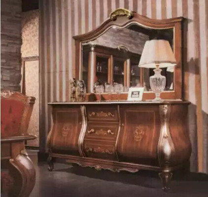 Hoogwaardige luxe klassieke woonkamer dressoir bruin hout 200x53x100