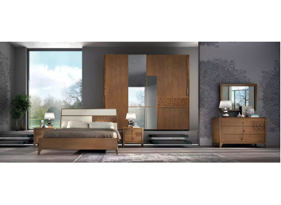 Slaapkamer set 6-delig. Luxe bed 2x nachtkastjes kledingkast hout nieuw.