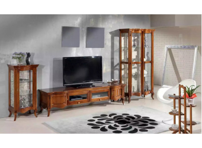 Italiaans Stijl Meubels Woonkamer 3-delig Set Klassiek 2x Vitrine Bruin