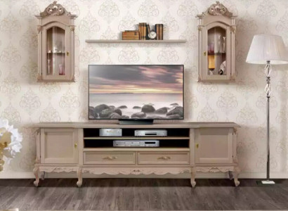 Woonwand Lowboard Modern Woonkamer Bruin Planken Hout 2x Wandvitrine Nieuw