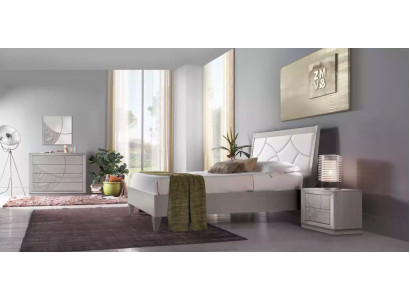 Slaapkamer set Bed 2x nachtkastjes Console Bedden Luxe bekleding 5-delig.