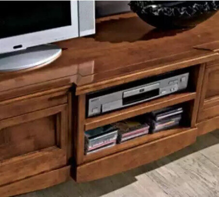 Ontwerper woonkamer 4x bruine wandkasten laag dressoir 7-delige woonwand nieuw