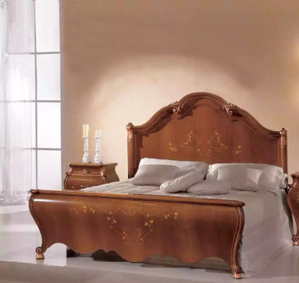 Bed - houten tweepersoonsbed in klassieke stijl luxe design slaapkamer bedden