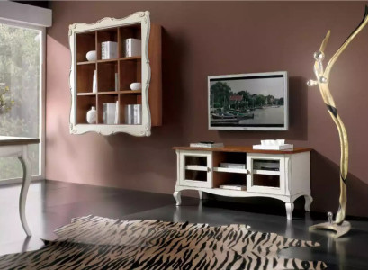 Woonwand Wandkast Woonkamer Lowboard Klassieke Design Set 2-delig.