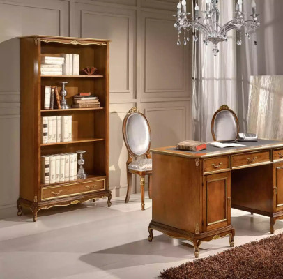 Elegante bruine houten bureaumeubel boekenkast set van 2 stuks.