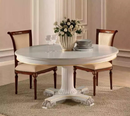 Houten eetkamerdesignmeubels Ronde tafel Wit Eettafel Klassieke eetkamer Nieuw
