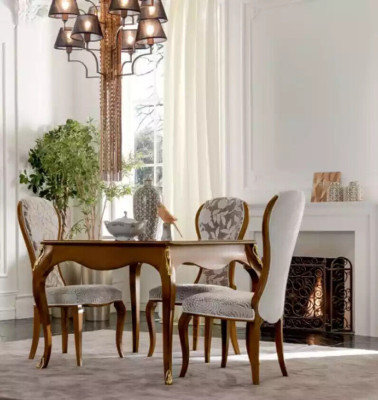 Luxe eetkamerset bruin, klassieke tafel, 4 stoelen, 5-delige set