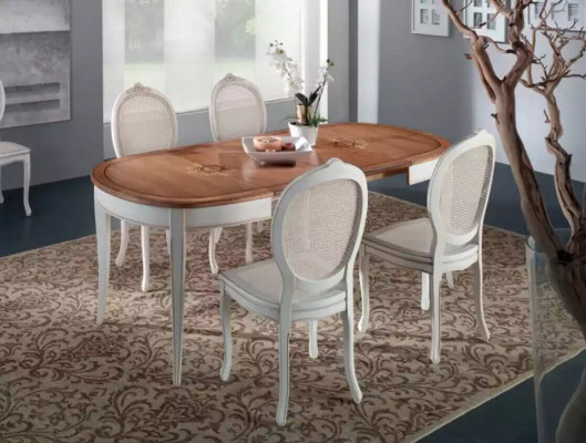 Italiaanse meubelontwerper houten tafel zitkussen eetkamer 4x stoelen