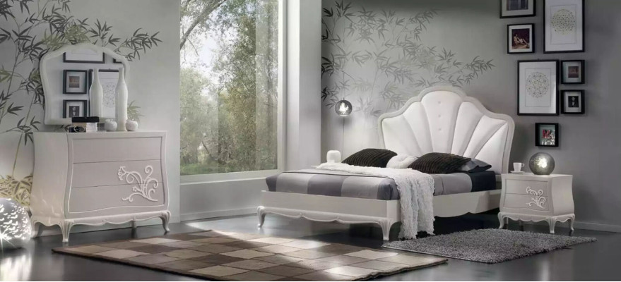 Slaapkamer 3-delige set Bed 2x Nachtkastjes Modern Design Grijs Bedden