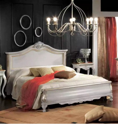 Luxe gestoffeerd wit tweepersoonsbedframe Bed houten design Luxe