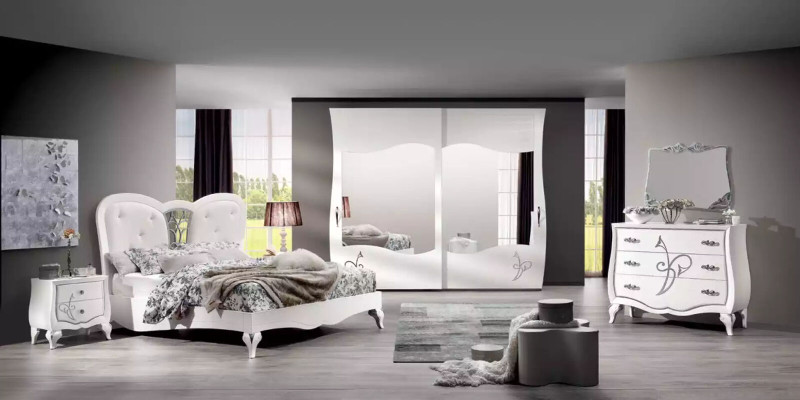 Bed 2x Nightstands 3 pcs. Bedroom Set Design Furniture Modern Luxury New