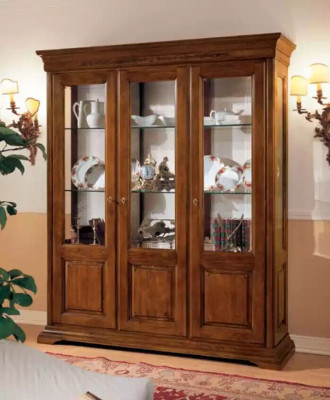 Vitrine Klassieke Italiaanse woonkamer bruine kasten dressoir nieuw