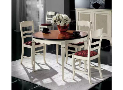 Complete set Eettafel 4x stoelen Dressoir Eetkamerset Houten tafel Wit Nieuw
