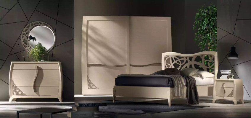 Bed 2x bedside tables 3-piece. Bedroom design luxury bedroom furniture