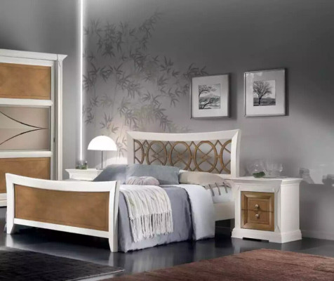 Slaapkamer meubels 3-delig set Bed Massief hout Nachtkastjes 2x Bedden Hout