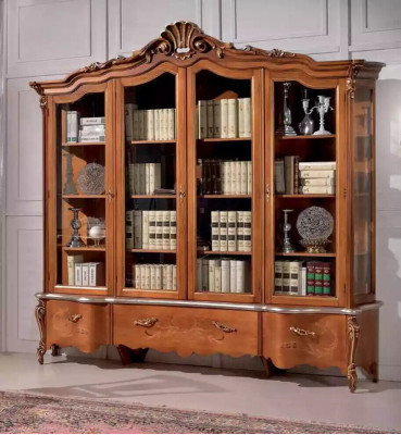 Klassieke luxe boekenkast massief houten meubels vitrinekast boekenkast schuifdeur