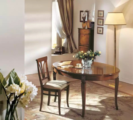 Eettafel 4x stoelen Klassieke eetkamerset 5-delig set Ovale tafel