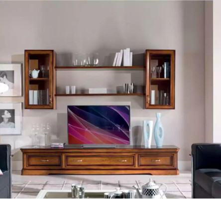 Klassieke woonkamer wandplanken TV-standaard bruin dressoir met tv-meubel