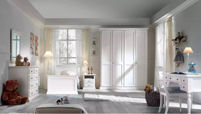 Jeugdkinderkamer set slaapkamer modern bed nachtkastje tafel 5-delig.