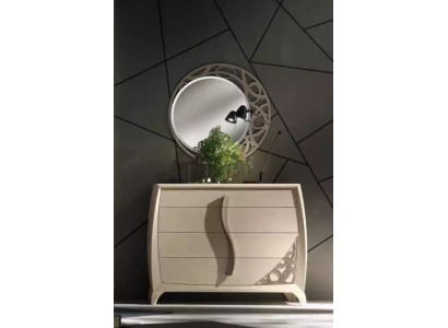 Stel dressoir spiegel ontwerper luxe console dressoir meubels hout beige.