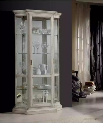Woonkamer meubels houten vitrines glazen kast massief hout dressoir vitrine