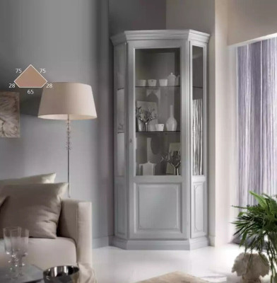 Eck Vitrine Kast Wit Vitrines Woonkamer Klassiek Design Rek