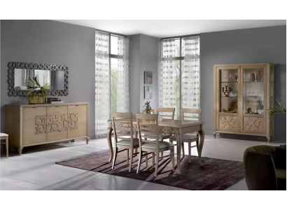 Ontwerp eetkamer set eettafel 8-delig houten meubels dressoir 4 stoelen nieuw