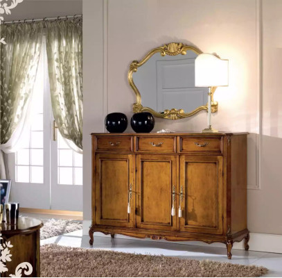 Dressoir bruine houten kast klassieke stijl woonkamer commode commodes