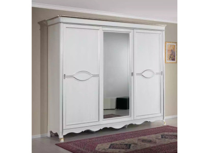 Witte klassieke kledingkast met spiegeldeur slaapkamer meubelontwerp