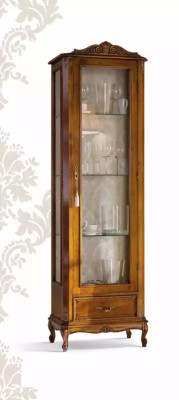 klassieke bruine kast met laden, glazen designerhout nieuw
