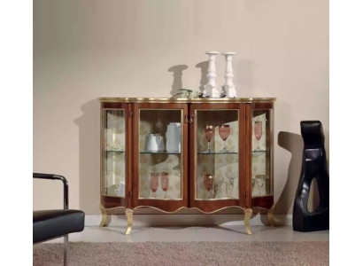 Houten vitrinekast glazen kast massief houten vitrine woonkamer meubilair dressoir