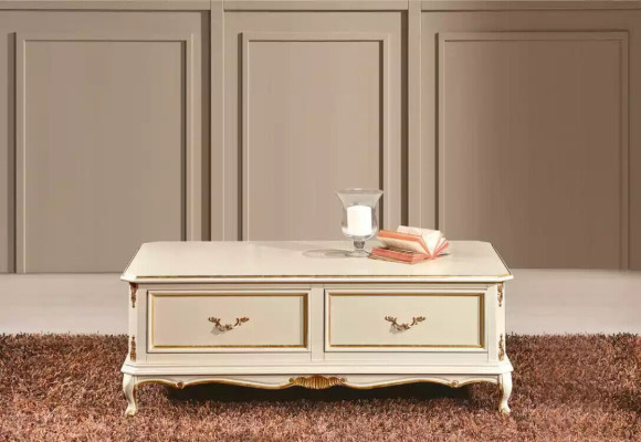 Ontwerper witte luxe salontafel voor woonkamer klassieke houten tafel