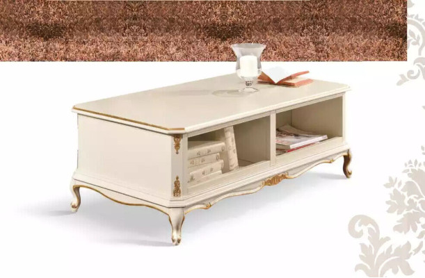 Ontwerper witte luxe salontafel voor woonkamer klassieke houten tafel